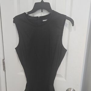DKNY Black Mock Neck Sheath Mini Dress